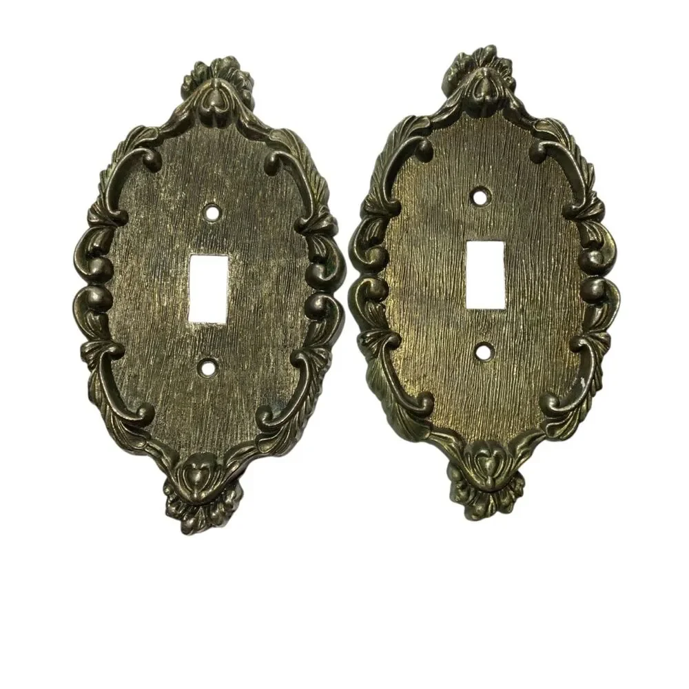 Vintage Vernon Switch Cover Plate Ornate Metal Old House Restoration Set of 2
